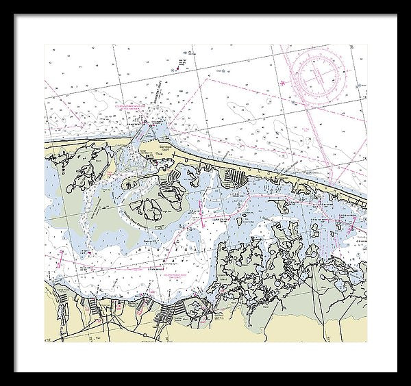 Long Beach Barnegat Light New Jersey Nautical Chart - Framed Print