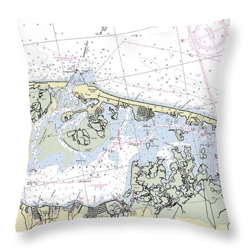 Long Beach Barnegat Light New Jersey Nautical Chart - Throw Pillow