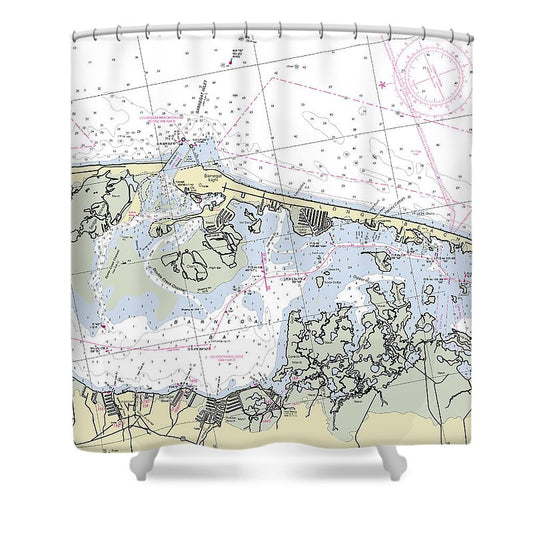 Long Beach Barnegat Light New Jersey Nautical Chart Shower Curtain