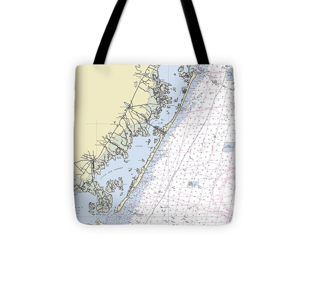 Long Beach Island New Jersey Nautical Chart Tote Bag
