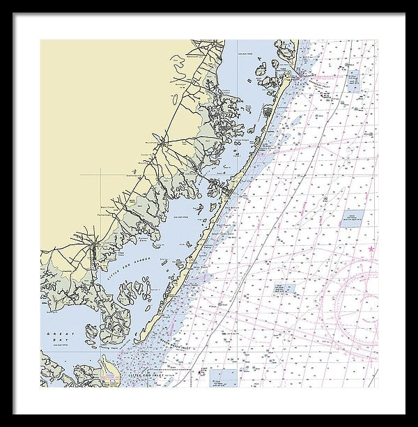 Long Beach Island New Jersey Nautical Chart - Framed Print