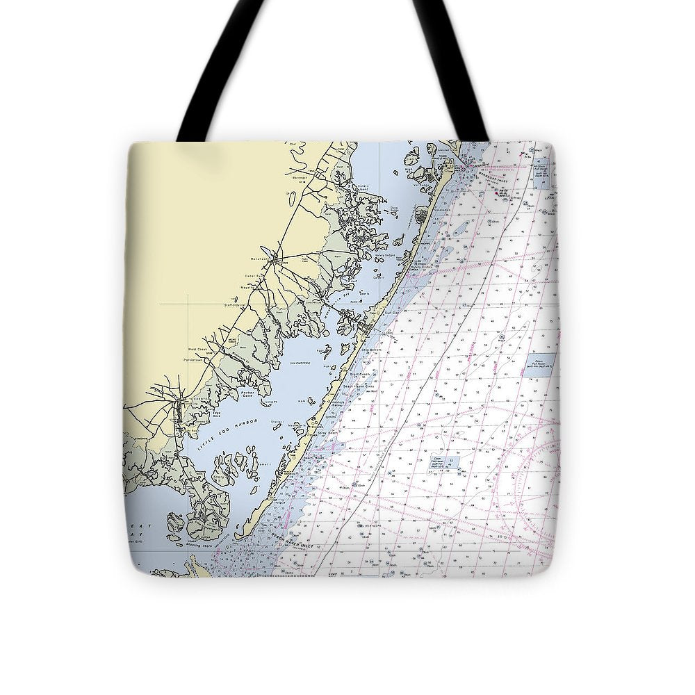 Long Beach Island New Jersey Nautical Chart - Tote Bag