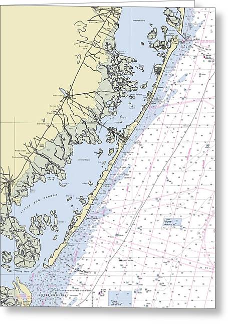 Long Beach Island New Jersey Nautical Chart - Greeting Card