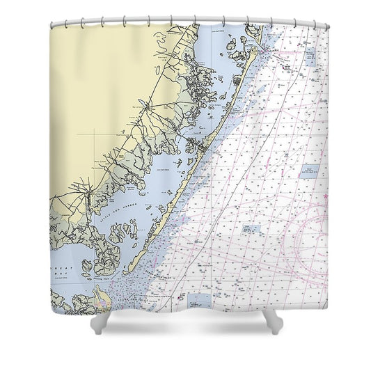 Long Beach Island New Jersey Nautical Chart Shower Curtain