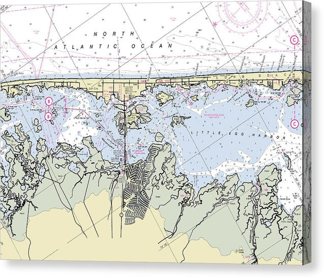 Long Beach New Jersey Nautical Chart Canvas Print