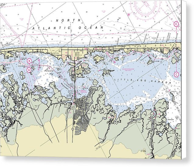 Long Beach New Jersey Nautical Chart - Canvas Print