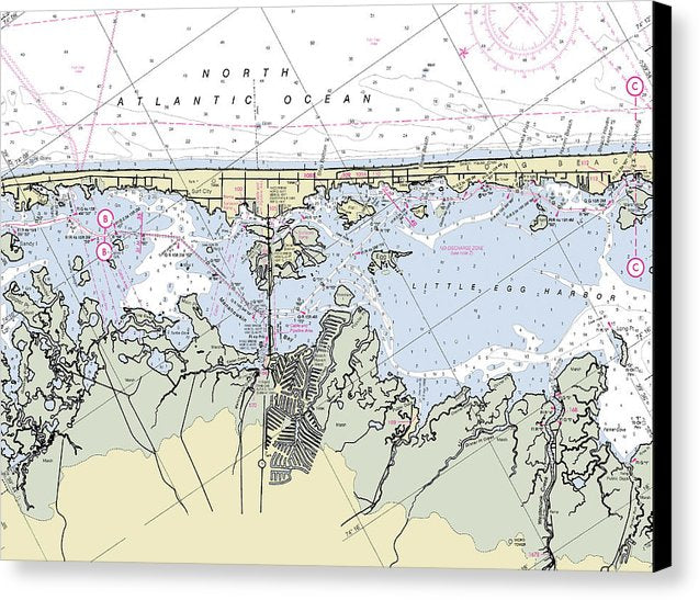 Long Beach New Jersey Nautical Chart - Canvas Print