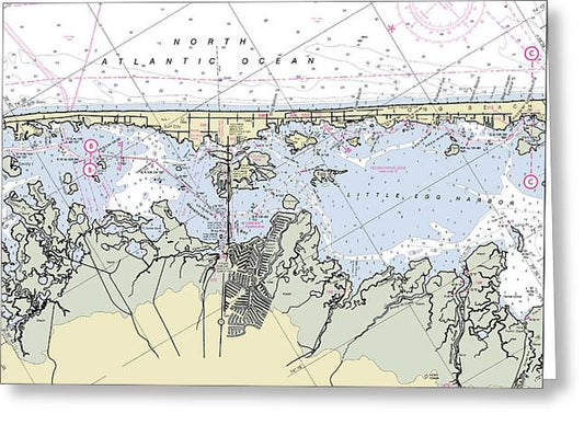 Long Beach New Jersey Nautical Chart - Greeting Card