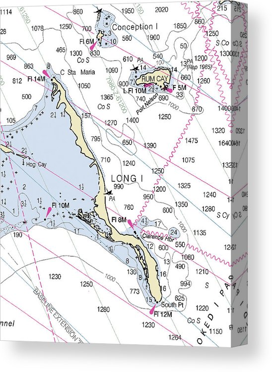 Long Island Bahamas Nautical Chart Canvas Print