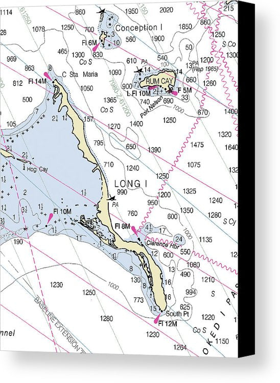 Long Island Bahamas Nautical Chart - Canvas Print