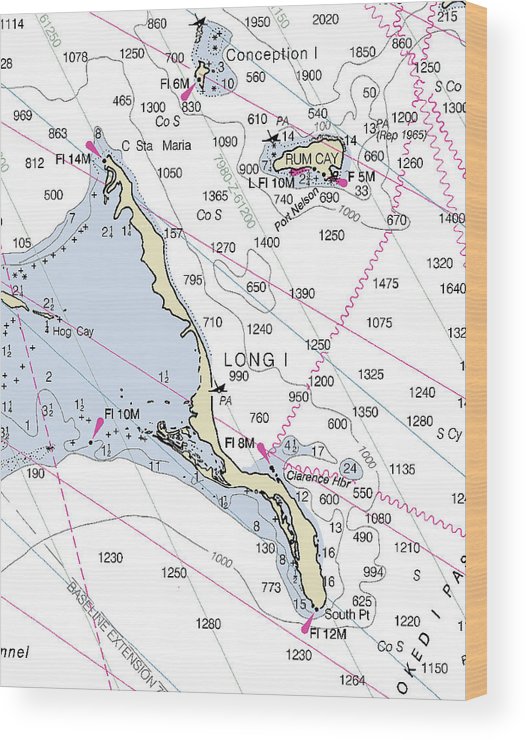 Long Island Bahamas Nautical Chart Wood Print