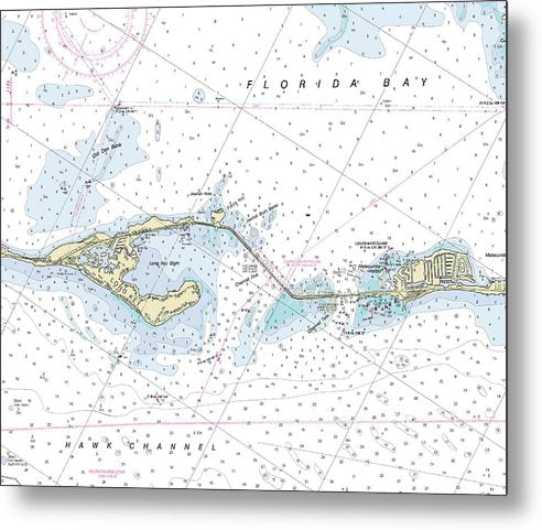 A beuatiful Metal Print of the Long Key Florida Nautical Chart - Metal Print by SeaKoast.  100% Guarenteed!