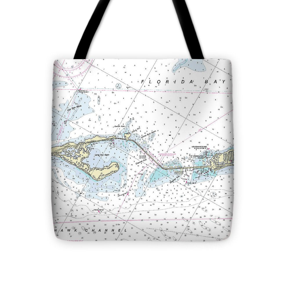 Long Key Florida Nautical Chart - Tote Bag