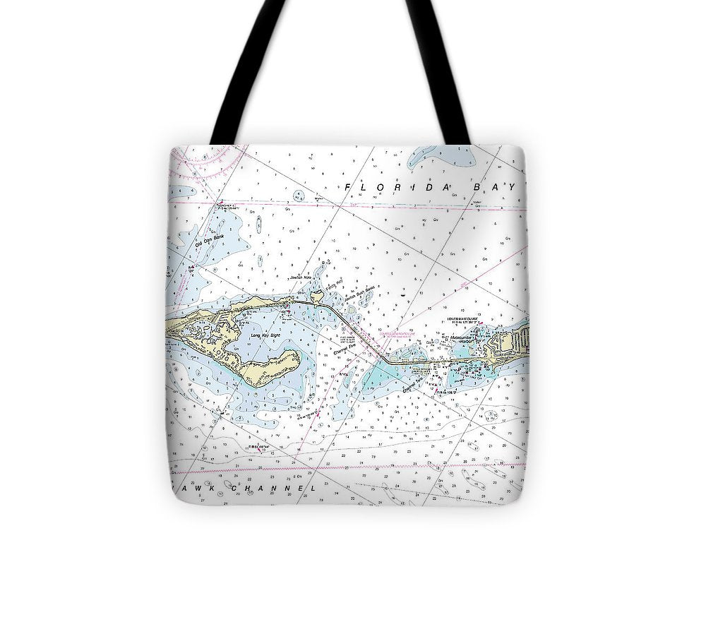 Long Key Florida Nautical Chart Tote Bag