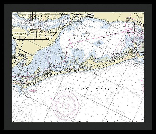 Longboat Key Florida Nautical Chart - Framed Print