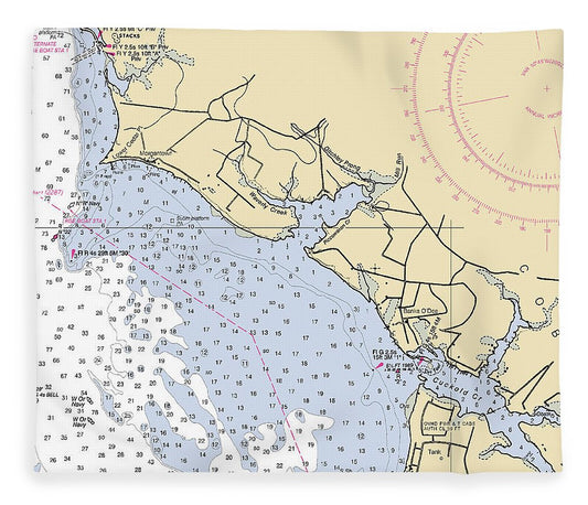 Lower Cedar Point Maryland Nautical Chart Blanket