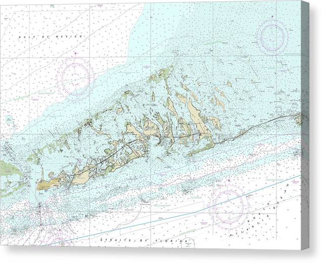 Lower Florida Keys Nautical Chart-Big Pine Key To Key West Canvas Print