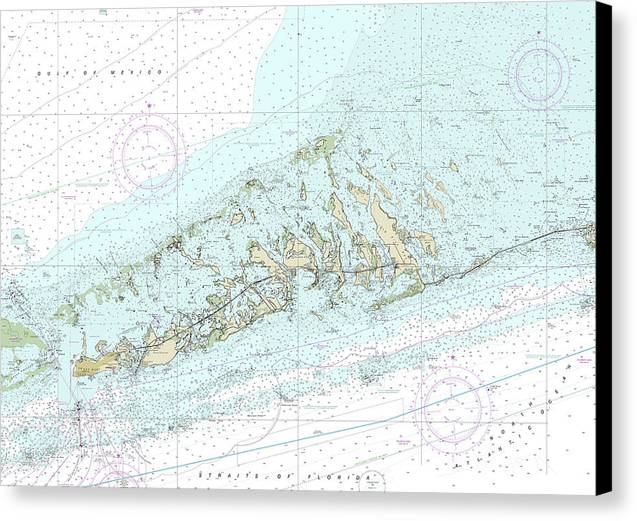 Lower Florida Keys Nautical Chart-Big Pine Key to Key West - Canvas Print