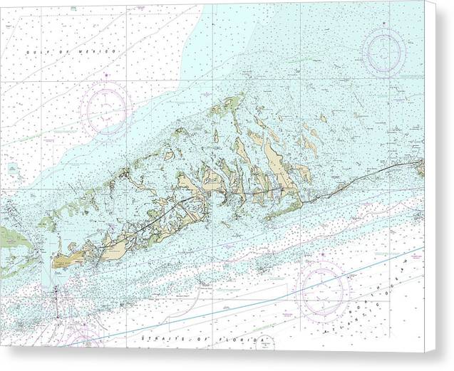 Lower Florida Keys Nautical Chart-Big Pine Key to Key West - Canvas Print