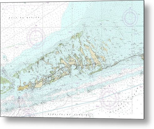A beuatiful Metal Print of the Lower Florida Keys Nautical Chart-Big Pine Key To Key West - Metal Print by SeaKoast.  100% Guarenteed!