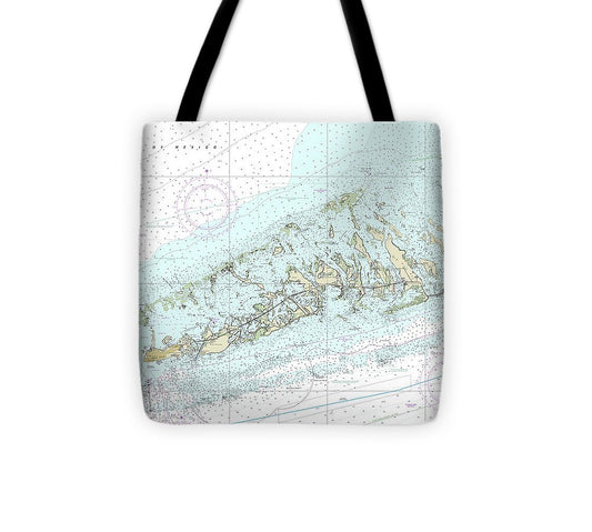 Lower Florida Keys Nautical Chart Big Pine Key To Key West Tote Bag