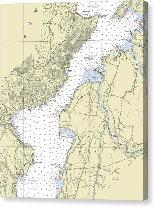 Lower Lake Champlain Nautical Chart Canvas Print