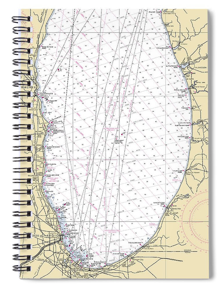 Lower Lake Michigan Lake Michigan Nautical Chart Spiral Notebook