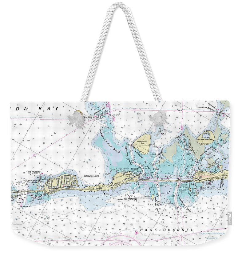 Lower Matecumbe Key Florida Nautical Chart - Weekender Tote Bag