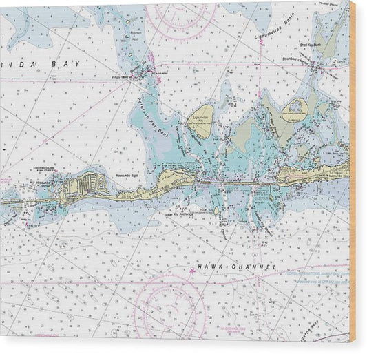 Lower Matecumbe Key Florida Nautical Chart Wood Print