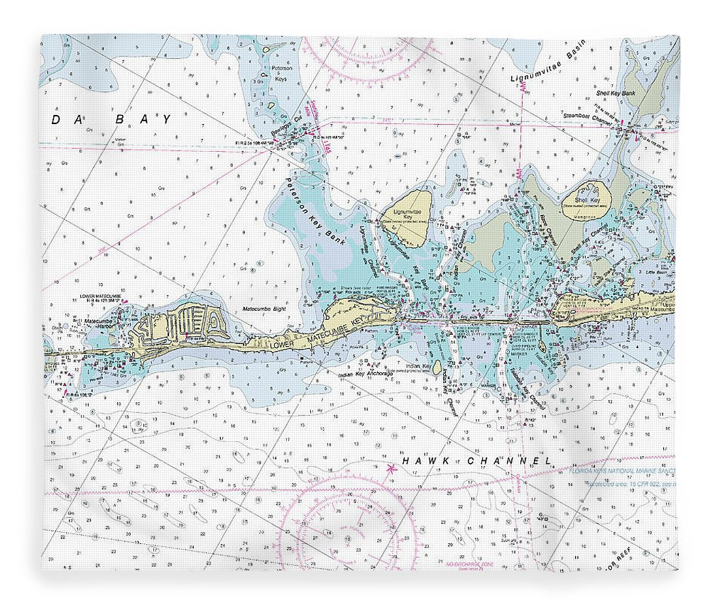 Lower Matecumbe Key Florida Nautical Chart Blanket