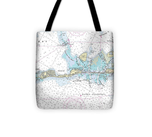 Lower Matecumbe Key Florida Nautical Chart Tote Bag