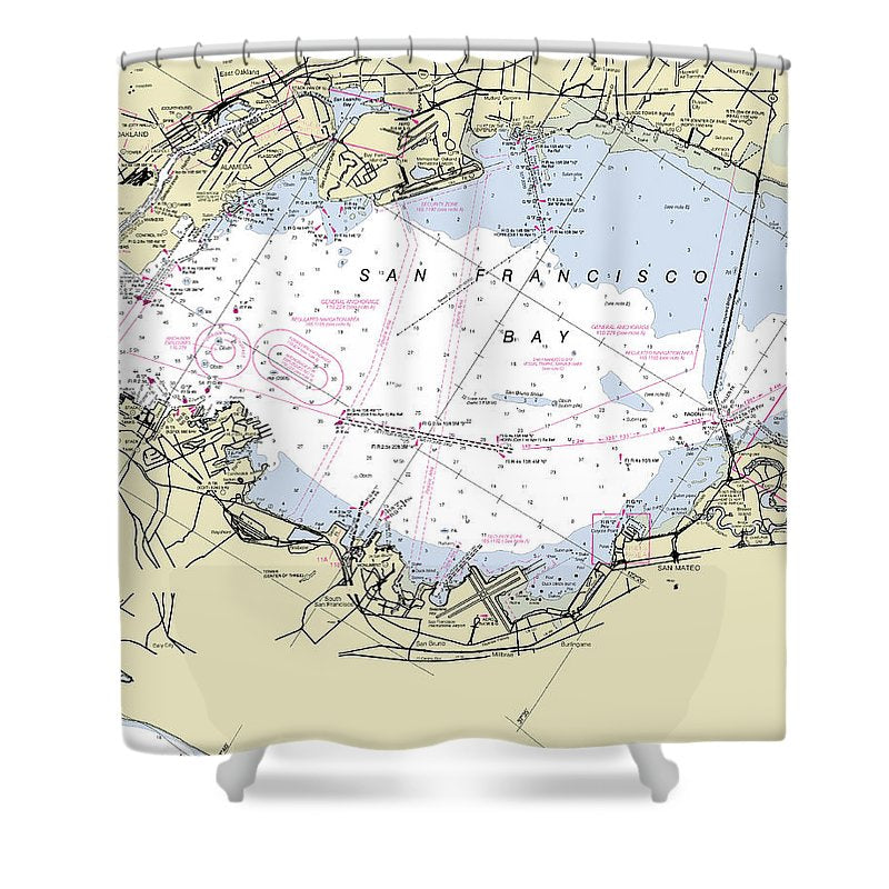 Lower San Francisco Bay California Nautical Chart Shower Curtain