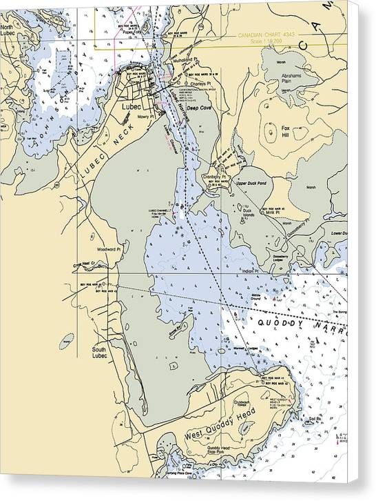 Lubec-maine Nautical Chart - Canvas Print