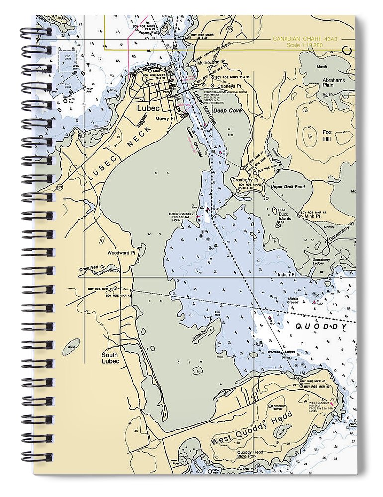 Lubec Maine Nautical Chart Spiral Notebook