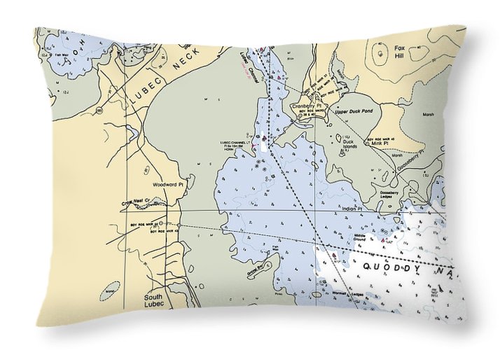 Lubec-maine Nautical Chart - Throw Pillow
