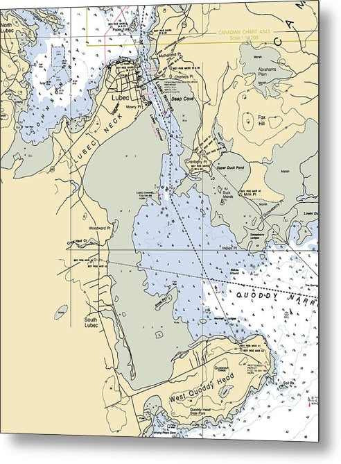 A beuatiful Metal Print of the Lubec-Maine Nautical Chart - Metal Print by SeaKoast.  100% Guarenteed!