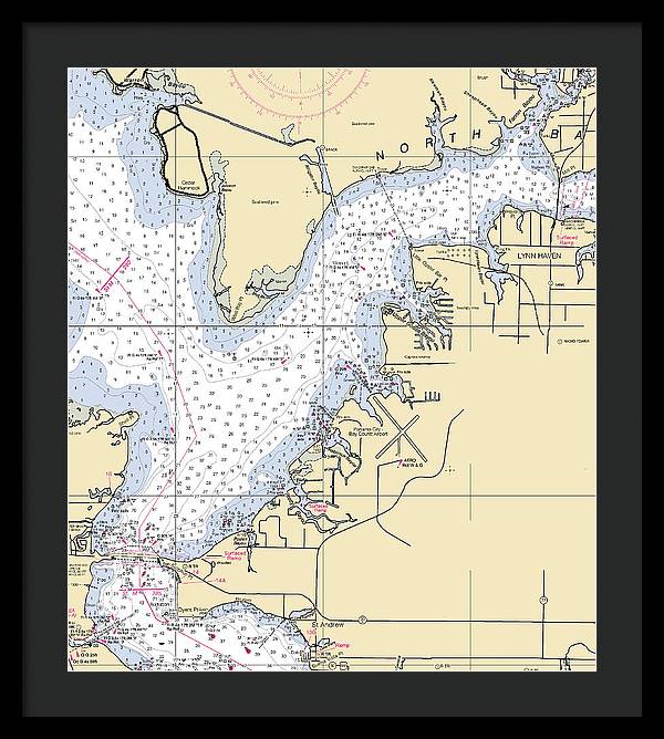 Lynn Haven-florida Nautical Chart - Framed Print