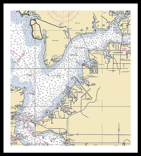 Lynn Haven-florida Nautical Chart - Framed Print