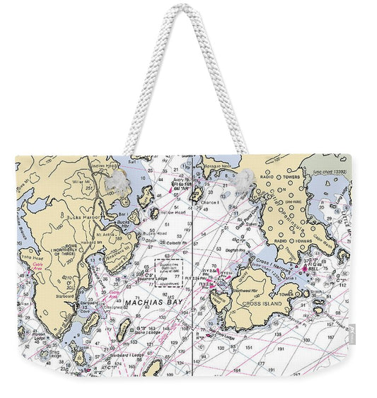 Machias Bay & Holmes Bay-maine Nautical Chart - Weekender Tote Bag