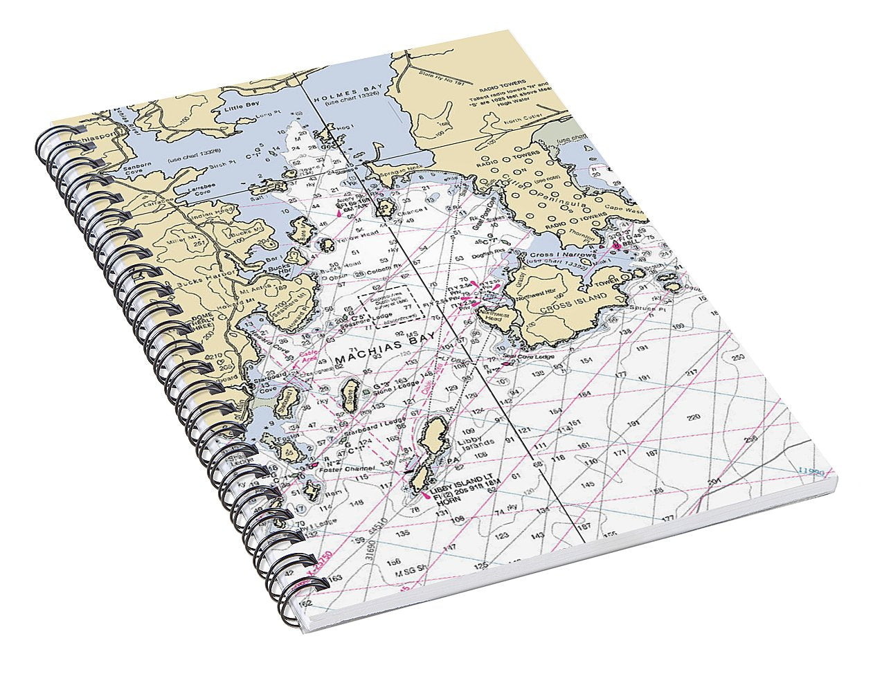 Machias Bay & Holmes Bay-maine Nautical Chart - Spiral Notebook