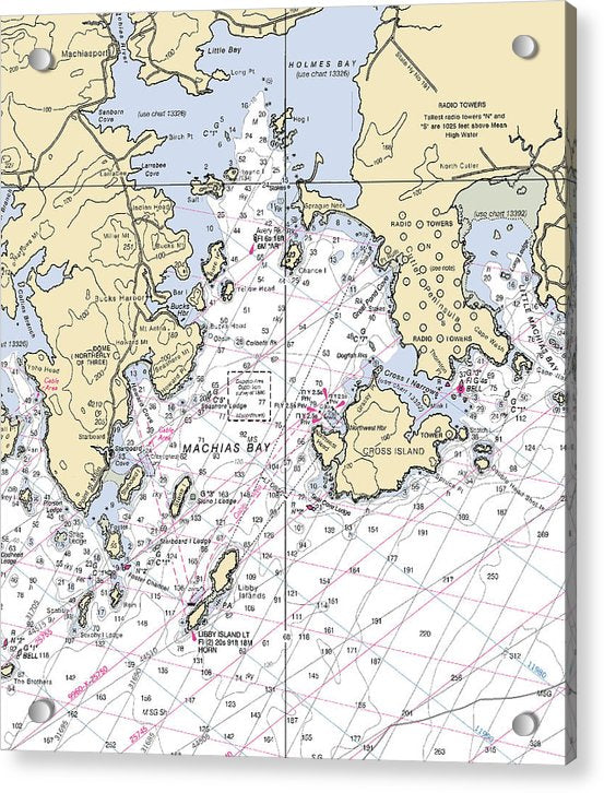 Machias Bay & Holmes Bay-maine Nautical Chart - Acrylic Print
