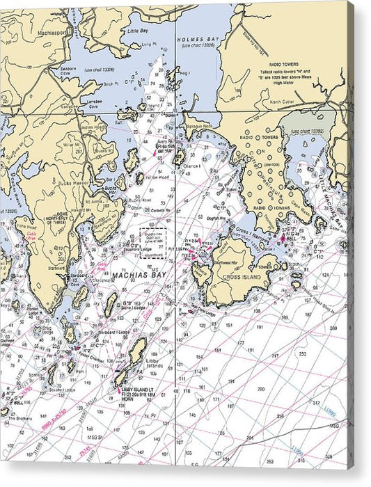 Machias Bay & Holmes Bay-Maine Nautical Chart  Acrylic Print