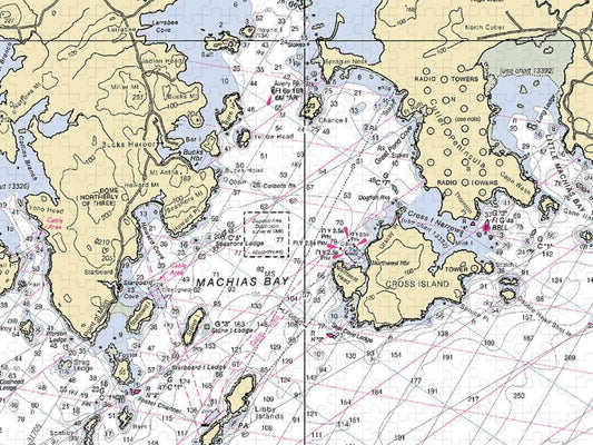 Machias Bay & Holmes Bay Maine Nautical Chart Puzzle