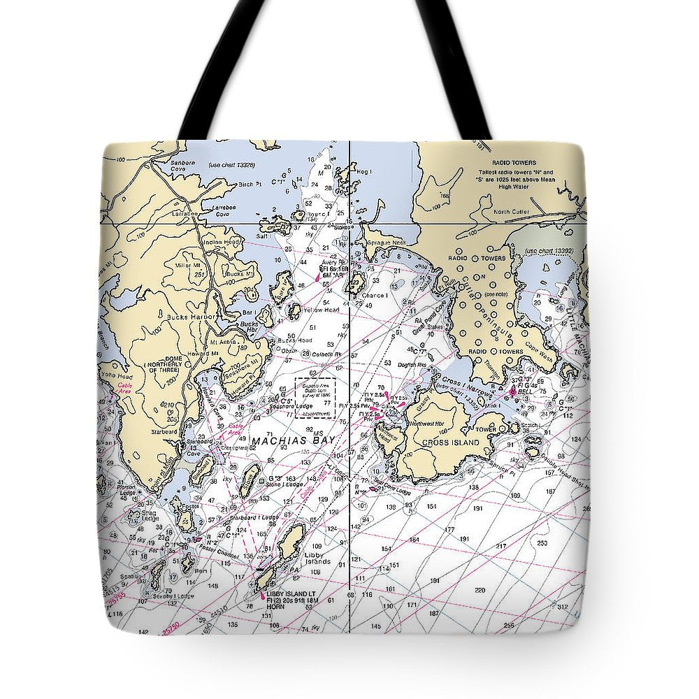 Machias Bay & Holmes Bay-maine Nautical Chart - Tote Bag