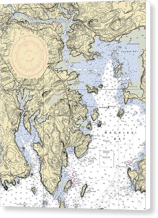 Machias Bay-maine Nautical Chart - Canvas Print