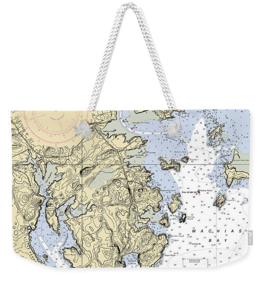 Machias Bay-maine Nautical Chart - Weekender Tote Bag
