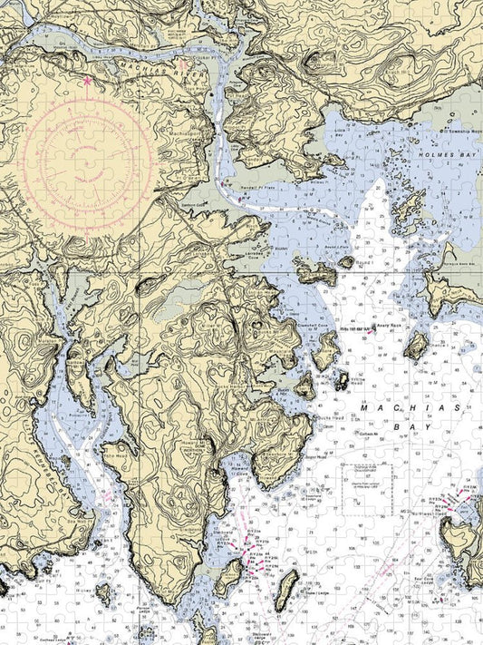 Machias Bay Maine Nautical Chart Puzzle