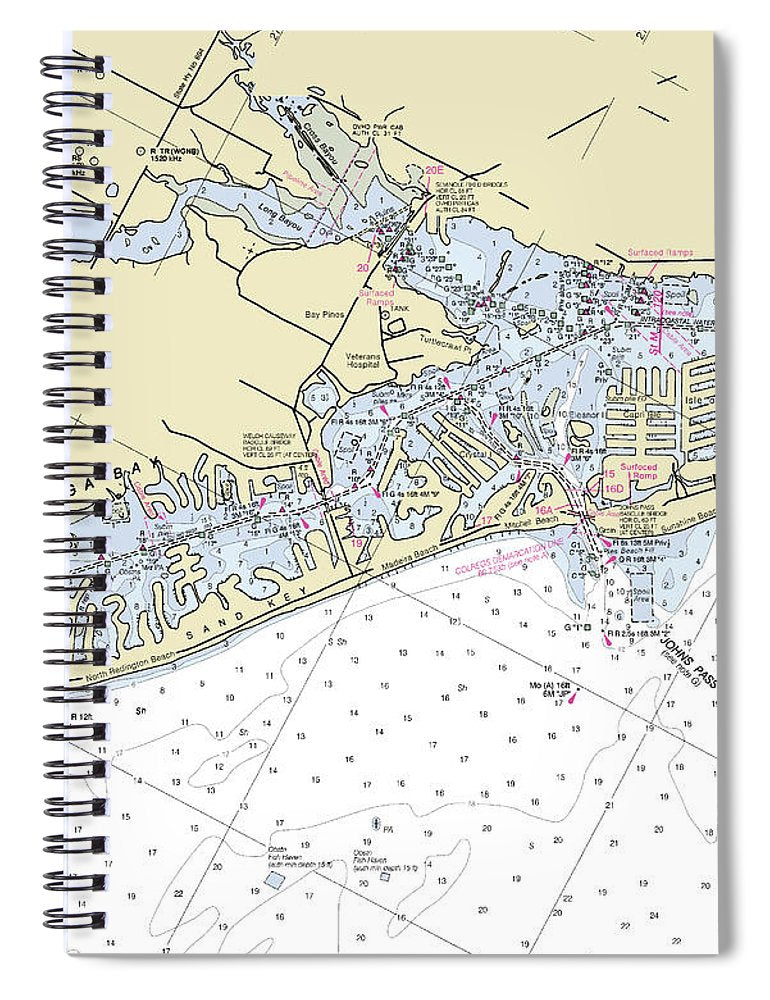 Madeira Beach Florida Nautical Chart Spiral Notebook