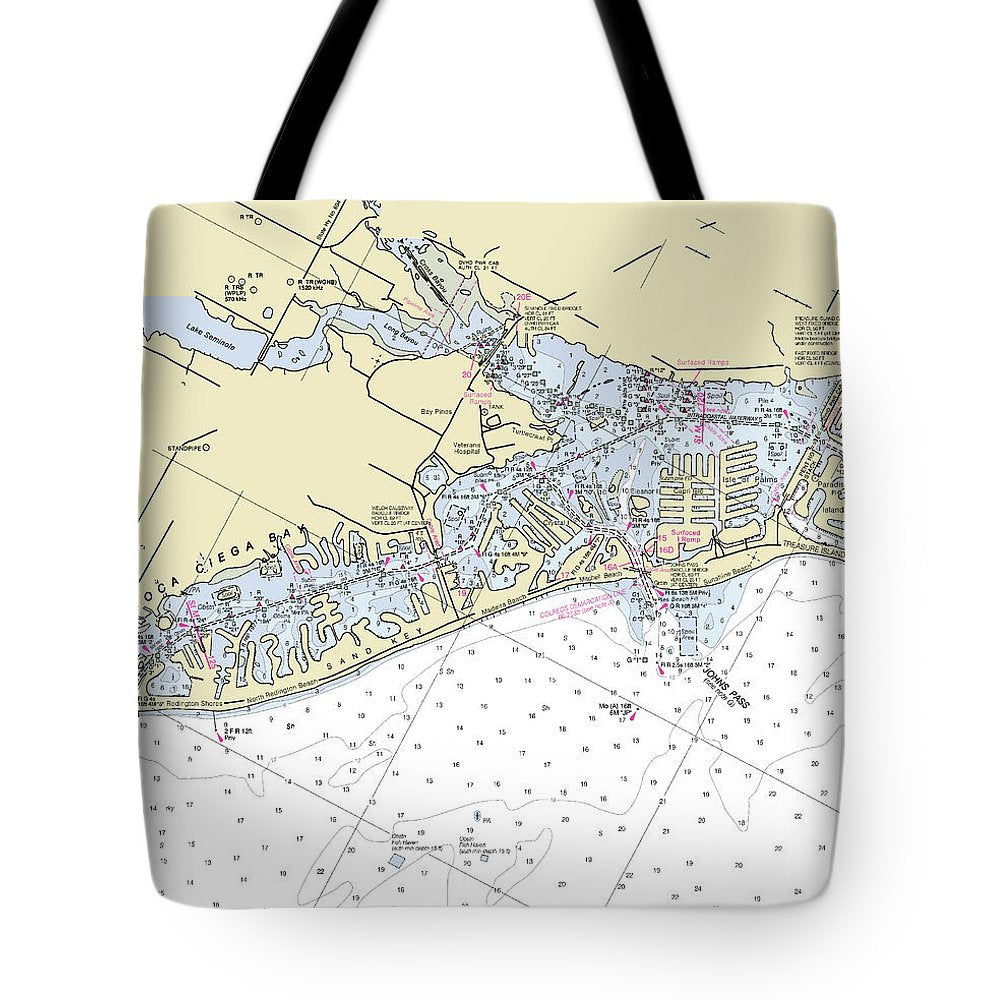 Madeira Beach Florida Nautical Chart - Tote Bag