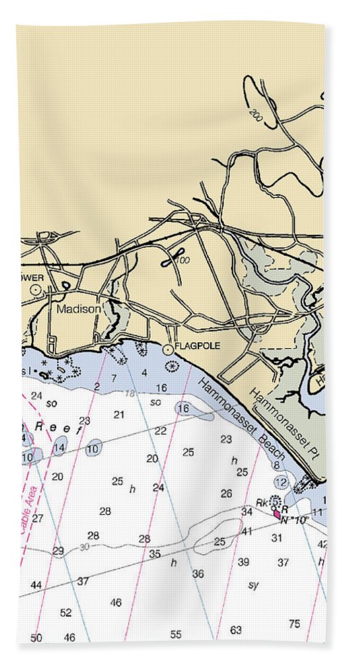 Madison Connecticut Nautical Chart Bath Towel